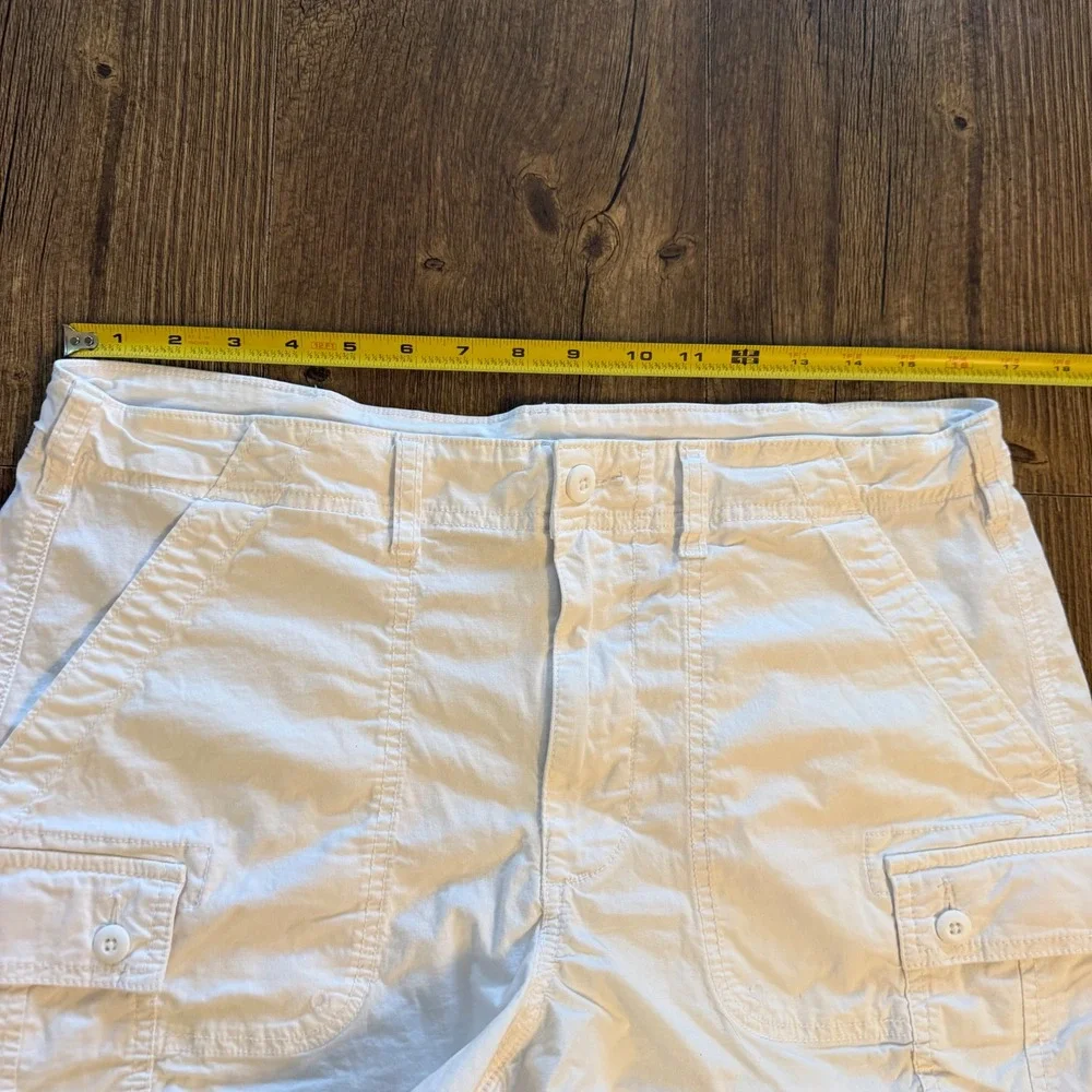 American Eagle Cargo Shorts Womens 12 White High‎ Rise Raw Hem Stretch Utility